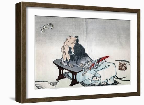 A Philosopher Watching a Pair of Butterflies, 1814-1819-Katsushika Hokusai-Framed Giclee Print