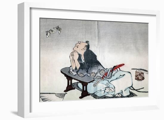 A Philosopher Watching a Pair of Butterflies, 1814-1819-Katsushika Hokusai-Framed Giclee Print