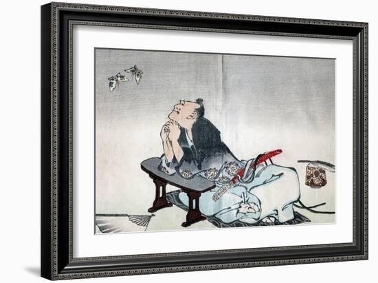 A Philosopher Watching a Pair of Butterflies, 1814-1819-Katsushika Hokusai-Framed Giclee Print