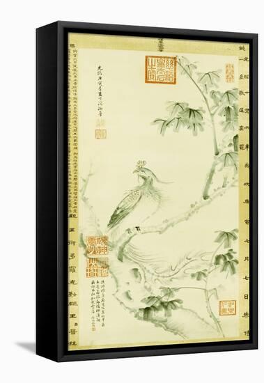 A Phoenix Standing on a Chinese Parasol Tree, 1890-Cixi-Framed Premier Image Canvas