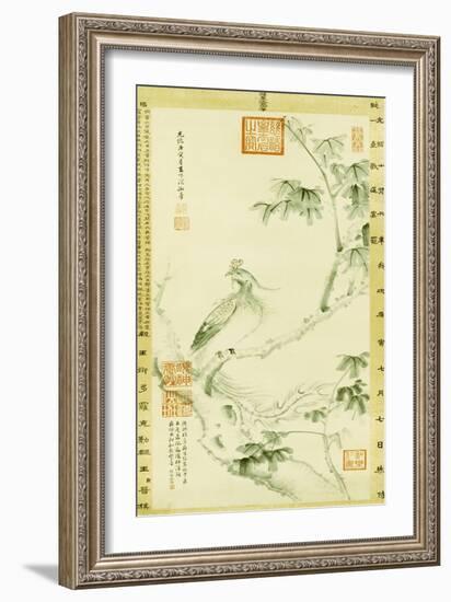 A Phoenix Standing on a Chinese Parasol Tree, 1890-Cixi-Framed Giclee Print