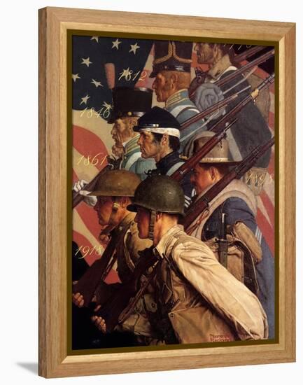 A Pictorial History of the United States Army (or To Make Men Free)-Norman Rockwell-Framed Premier Image Canvas