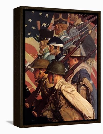 A Pictorial History of the United States Army (or To Make Men Free)-Norman Rockwell-Framed Premier Image Canvas