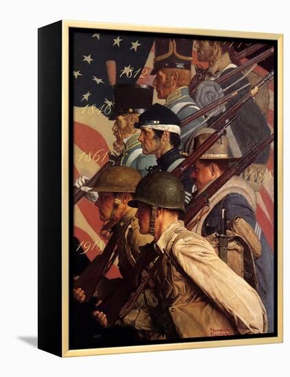 A Pictorial History of the United States Army (or To Make Men Free)-Norman Rockwell-Framed Premier Image Canvas