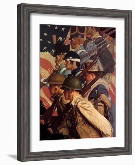 A Pictorial History of the United States Army (or To Make Men Free)-Norman Rockwell-Framed Premium Giclee Print