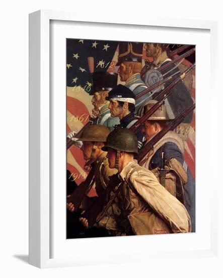 A Pictorial History of the United States Army (or To Make Men Free)-Norman Rockwell-Framed Premium Giclee Print