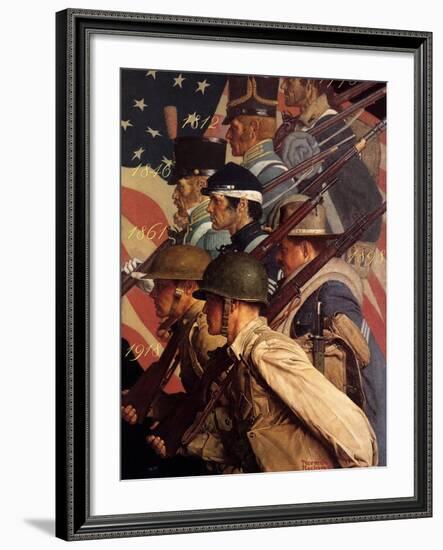 A Pictorial History of the United States Army (or To Make Men Free)-Norman Rockwell-Framed Giclee Print