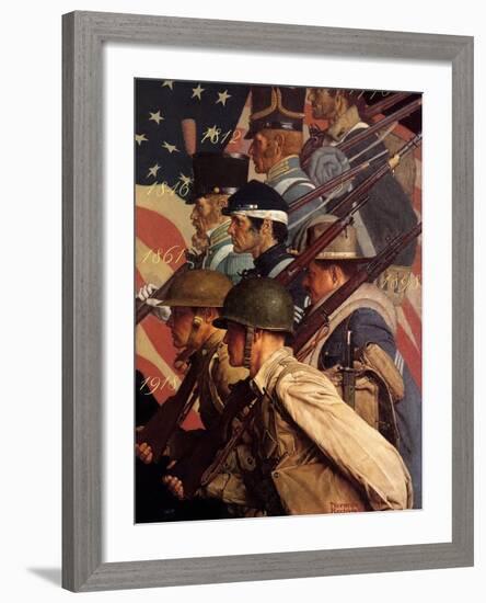 A Pictorial History of the United States Army (or To Make Men Free)-Norman Rockwell-Framed Giclee Print