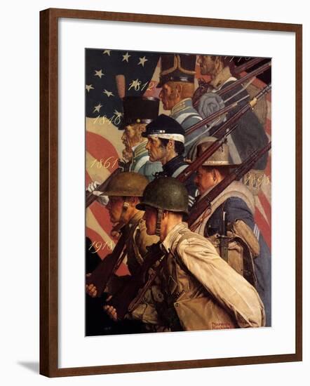 A Pictorial History of the United States Army (or To Make Men Free)-Norman Rockwell-Framed Giclee Print