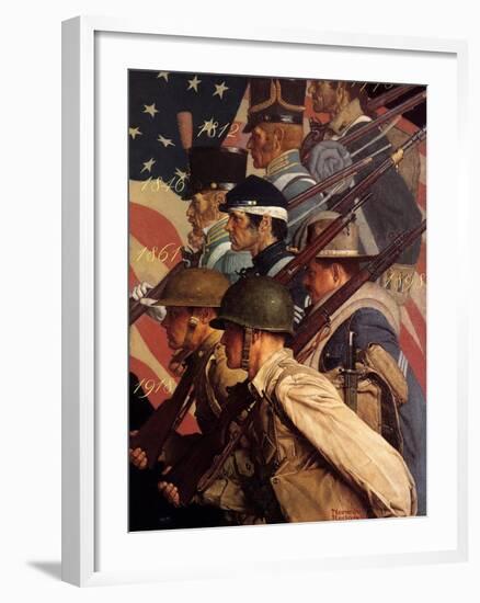 A Pictorial History of the United States Army (or To Make Men Free)-Norman Rockwell-Framed Giclee Print