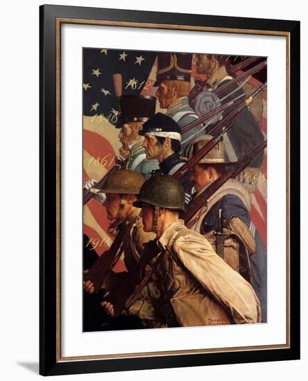 A Pictorial History of the United States Army (or To Make Men Free)-Norman Rockwell-Framed Giclee Print