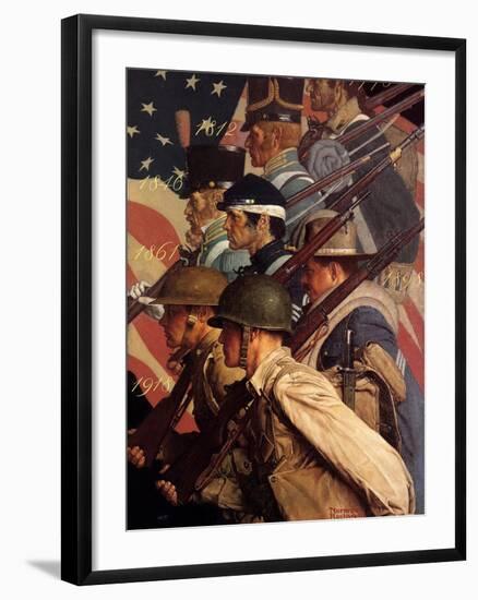 A Pictorial History of the United States Army (or To Make Men Free)-Norman Rockwell-Framed Giclee Print