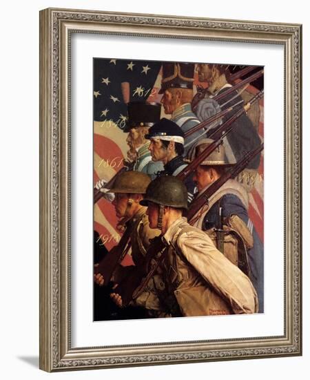 A Pictorial History of the United States Army (or To Make Men Free)-Norman Rockwell-Framed Giclee Print