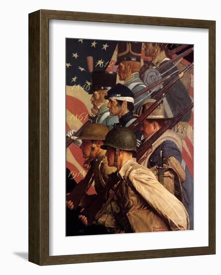 A Pictorial History of the United States Army (or To Make Men Free)-Norman Rockwell-Framed Giclee Print