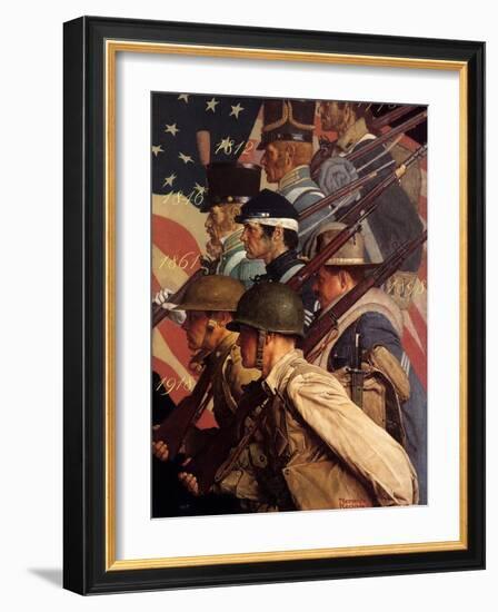 A Pictorial History of the United States Army (or To Make Men Free)-Norman Rockwell-Framed Giclee Print