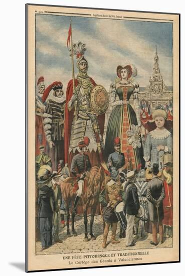 A Picturesque and Traditional Feast, the Procession of the Giants at Valenciennes-French School-Mounted Giclee Print