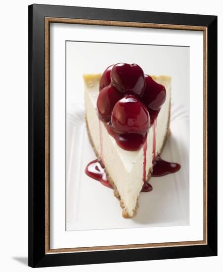 A Piece of Cheesecake with Cherry Sauce-null-Framed Photographic Print