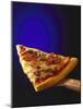 A Piece of Ham and Salami Pizza on Server-null-Mounted Photographic Print