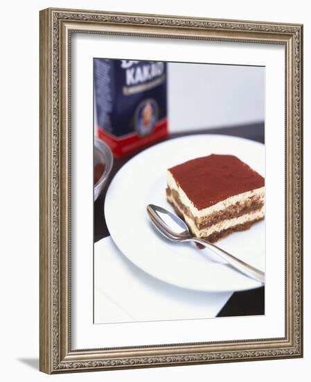 A Piece of Tiramisu on a Plate-Peter Medilek-Framed Photographic Print