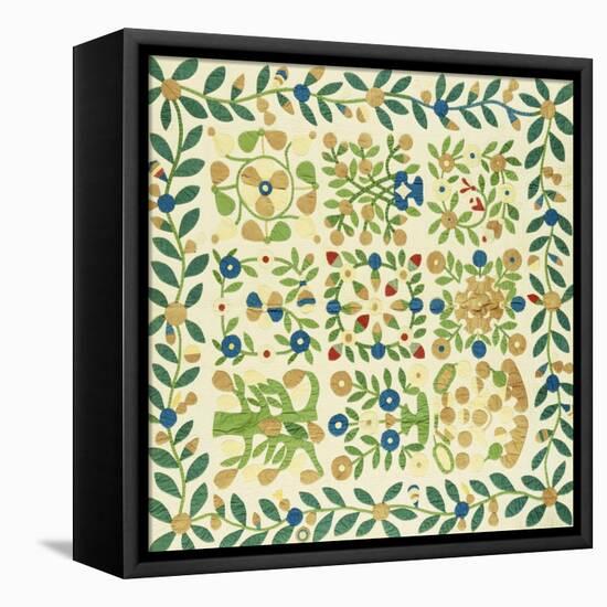 A Pieced and Appliqued Cotton Album Crib Quilt, American, circa 19th Century-null-Framed Premier Image Canvas