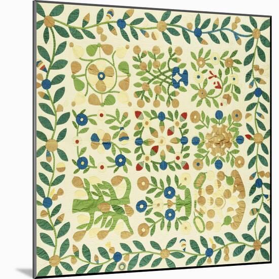 A Pieced and Appliqued Cotton Album Crib Quilt, American, circa 19th Century-null-Mounted Giclee Print