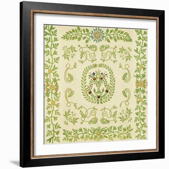 A Pieced and Appliqued Cotton and Embroidered Velvet Quilted Coverlet, New York, circa 1875-null-Framed Giclee Print