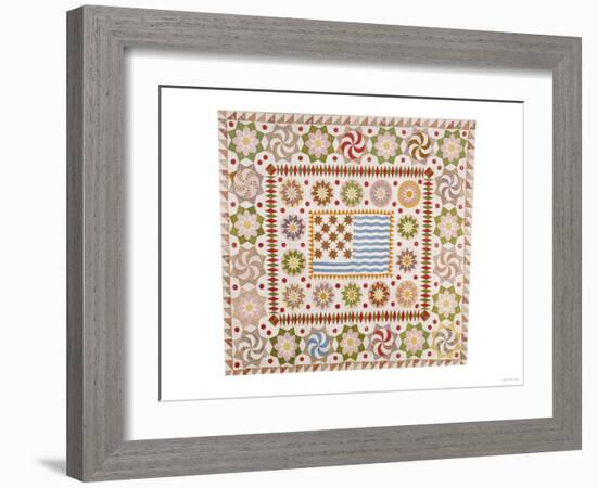A Pieced and Appliqued Cotton Quilted Coverlet, American, circa 1865-null-Framed Giclee Print