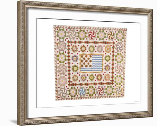 A Pieced and Appliqued Cotton Quilted Coverlet, American, circa 1865-null-Framed Giclee Print