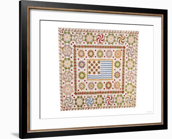 A Pieced and Appliqued Cotton Quilted Coverlet, American, circa 1865-null-Framed Giclee Print