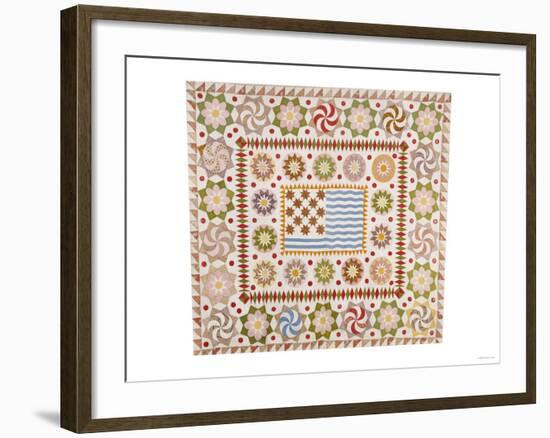 A Pieced and Appliqued Cotton Quilted Coverlet, American, circa 1865-null-Framed Giclee Print