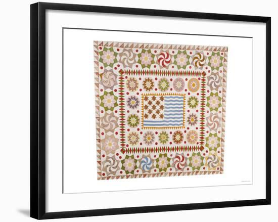 A Pieced and Appliqued Cotton Quilted Coverlet, American, circa 1865-null-Framed Giclee Print