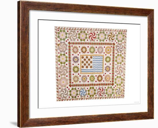 A Pieced and Appliqued Cotton Quilted Coverlet, American, circa 1865-null-Framed Giclee Print