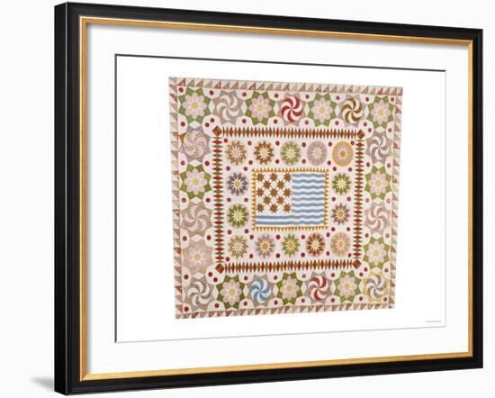 A Pieced and Appliqued Cotton Quilted Coverlet, American, circa 1865-null-Framed Giclee Print