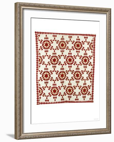 A Pieced and Appliqued Cotton Quilted Coverlet, American, Late 19th Century-null-Framed Giclee Print