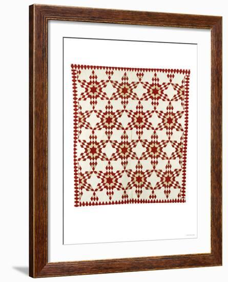 A Pieced and Appliqued Cotton Quilted Coverlet, American, Late 19th Century-null-Framed Giclee Print