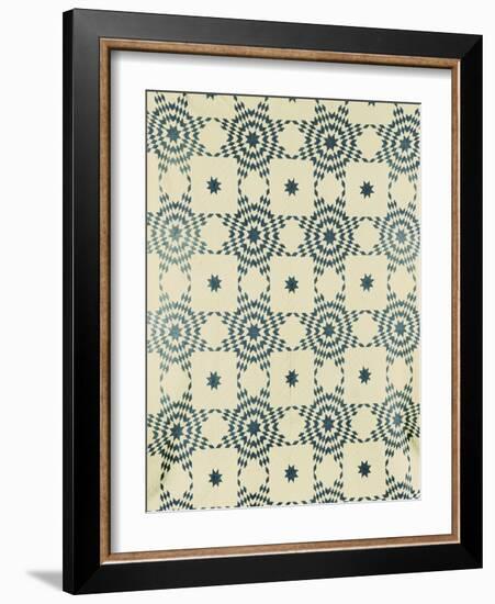 A Pieced and Appliqued Cotton Quilted Coverlet, American, Mid 19th Century-null-Framed Giclee Print