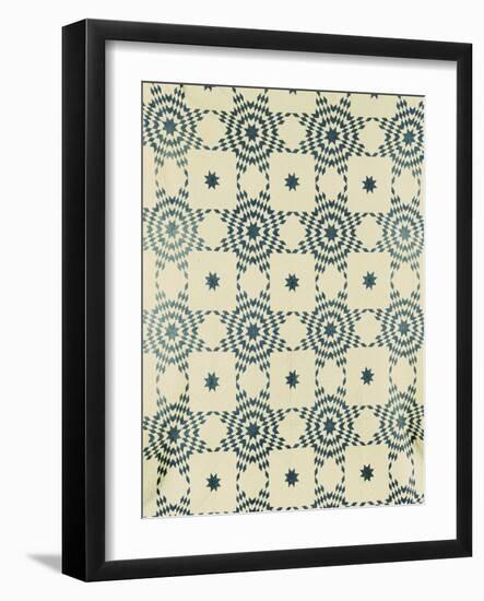 A Pieced and Appliqued Cotton Quilted Coverlet, American, Mid 19th Century-null-Framed Giclee Print