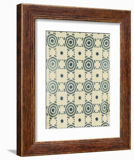 A Pieced and Appliqued Cotton Quilted Coverlet, American, Mid 19th Century-null-Framed Giclee Print