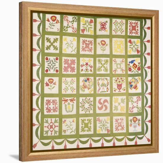 A Pieced and Appliqued Cotton Quilted Coverlet, Baltimore, Dated 1845-null-Framed Premier Image Canvas