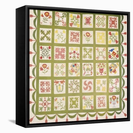 A Pieced and Appliqued Cotton Quilted Coverlet, Baltimore, Dated 1845-null-Framed Premier Image Canvas