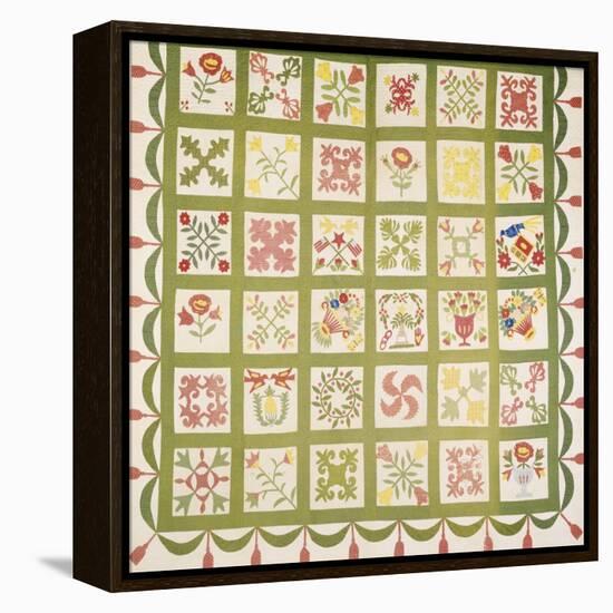 A Pieced and Appliqued Cotton Quilted Coverlet, Baltimore, Dated 1845-null-Framed Premier Image Canvas