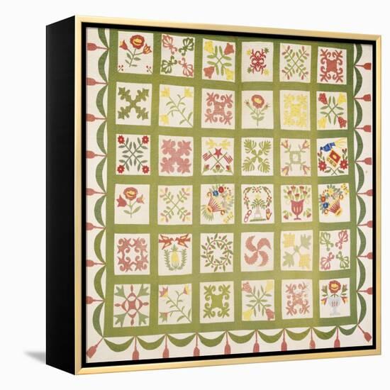 A Pieced and Appliqued Cotton Quilted Coverlet, Baltimore, Dated 1845-null-Framed Premier Image Canvas