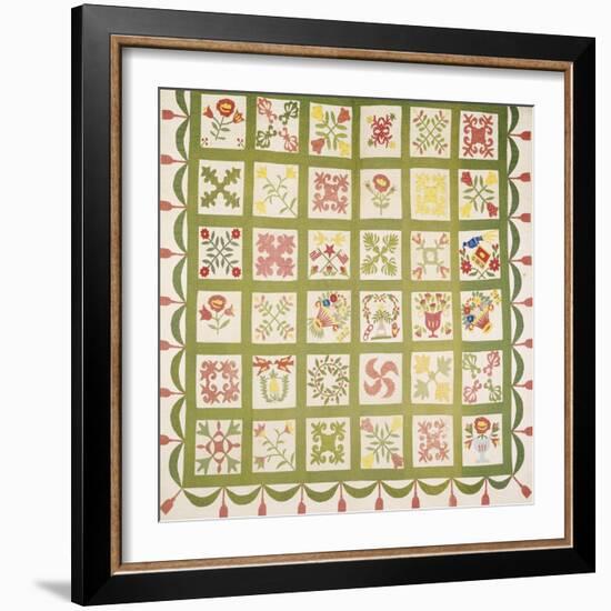 A Pieced and Appliqued Cotton Quilted Coverlet, Baltimore, Dated 1845-null-Framed Giclee Print