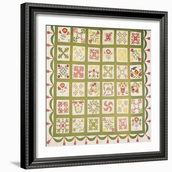 A Pieced and Appliqued Cotton Quilted Coverlet, Baltimore, Dated 1845-null-Framed Giclee Print