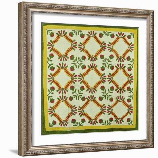 A Pieced and Appliqued Cotton Quilted Coverlet, North Carolina, circa 1850-null-Framed Premium Giclee Print