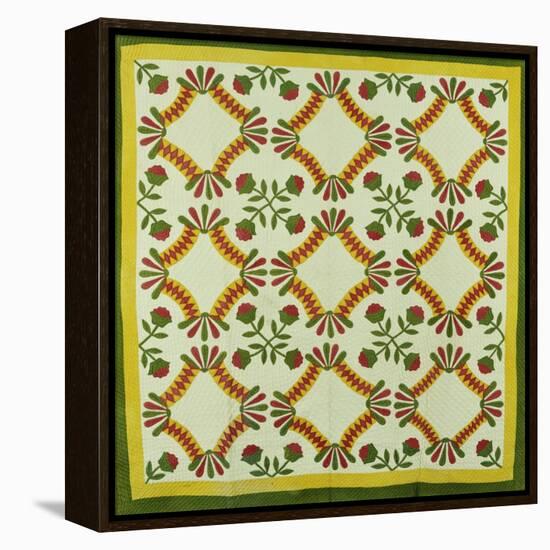 A Pieced and Appliqued Cotton Quilted Coverlet, North Carolina, circa 1850-null-Framed Premier Image Canvas