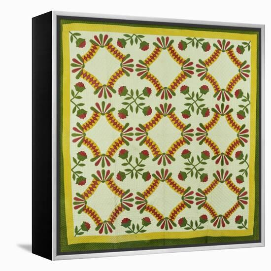 A Pieced and Appliqued Cotton Quilted Coverlet, North Carolina, circa 1850-null-Framed Premier Image Canvas