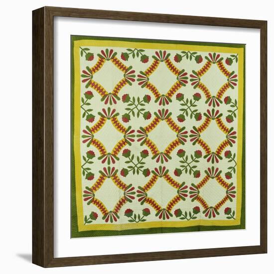 A Pieced and Appliqued Cotton Quilted Coverlet, North Carolina, circa 1850-null-Framed Giclee Print