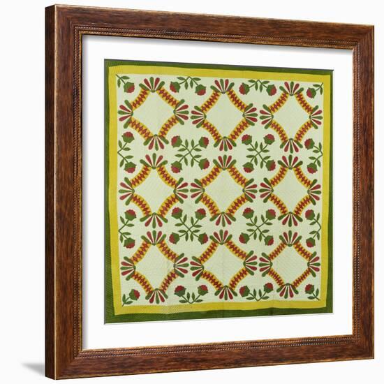 A Pieced and Appliqued Cotton Quilted Coverlet, North Carolina, circa 1850-null-Framed Giclee Print