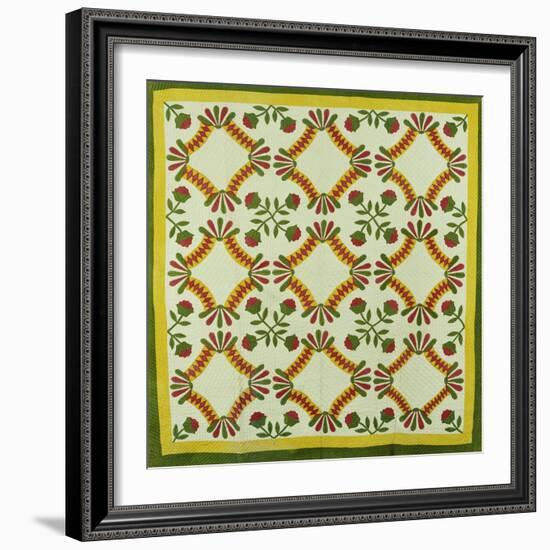 A Pieced and Appliqued Cotton Quilted Coverlet, North Carolina, circa 1850-null-Framed Giclee Print